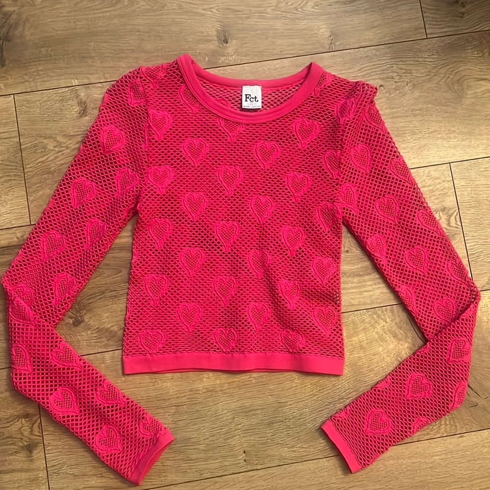 Hot pink net heart top